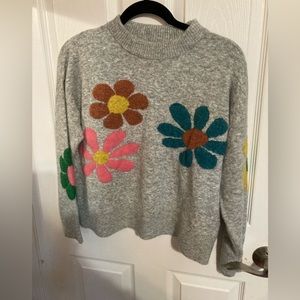 Natural Life Everyone’s Favorite Gray Flower Sweater